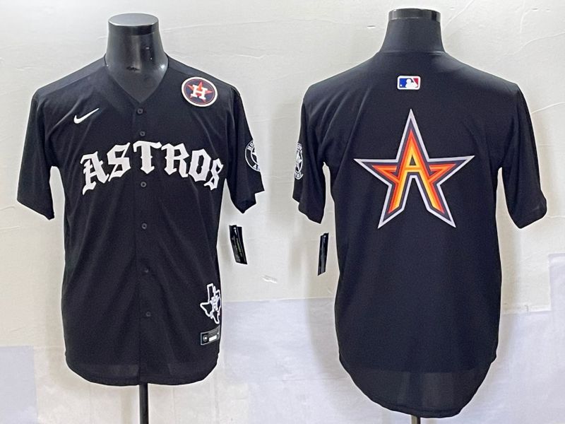 Men 2025 Houston Astros Blank Black Seven generations Joint Name Nike MLB Jersey style 9